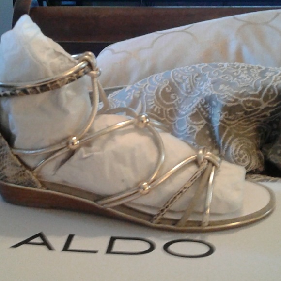 Neutral/Gold/python ALDO sandals - Picture 3 of 5